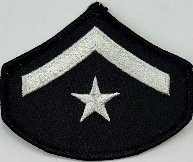 MASTER OFFICER CHEVRON SILVER ON BLACK SOLD IN PAIRS - SEW ON.